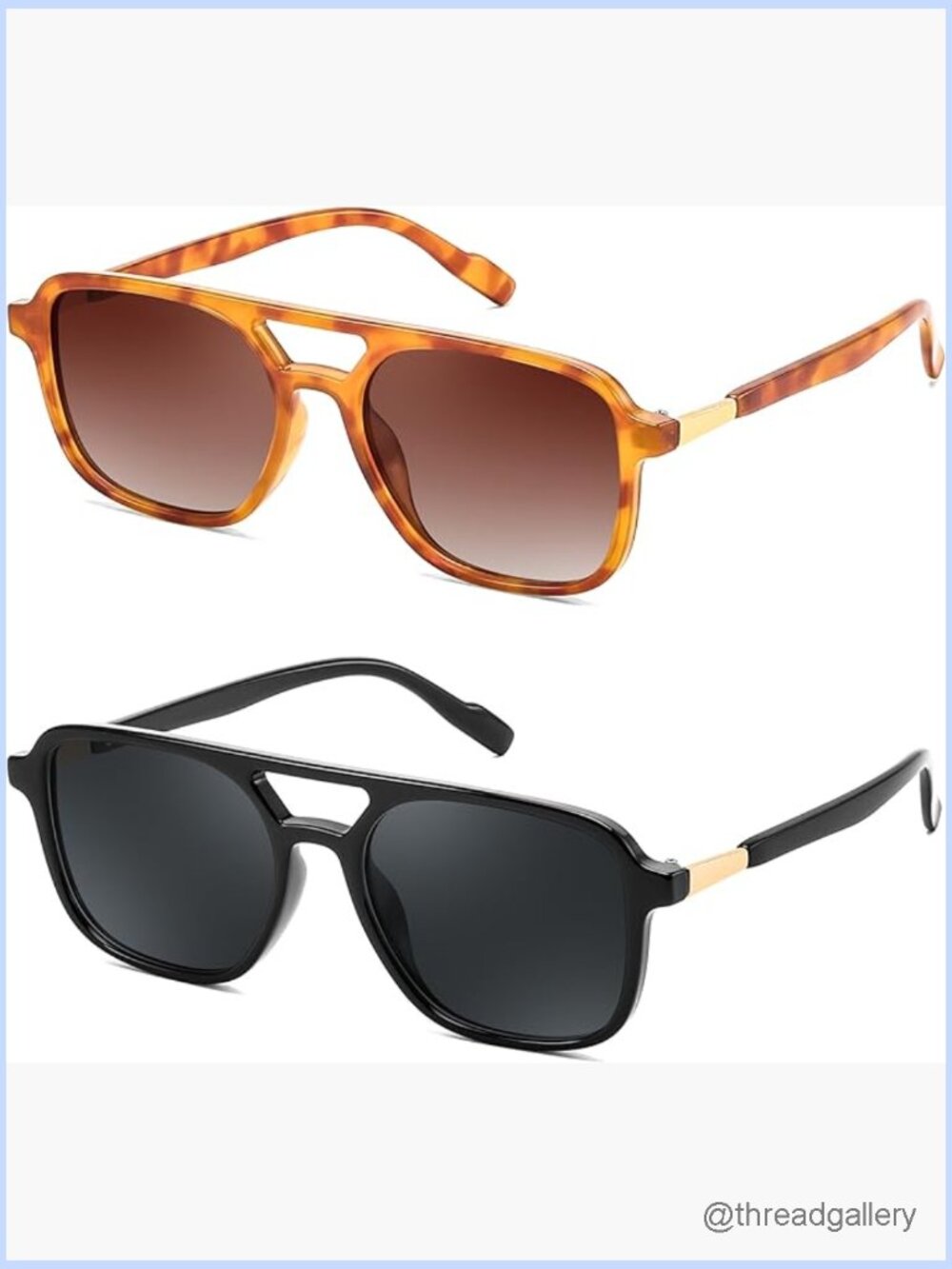 Retro Square Aviator Sunglasses - Polarized UV400 Plastic Frame